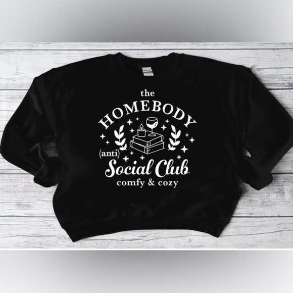 Gildan Tops - Homebody Social Club Crewneck- Black